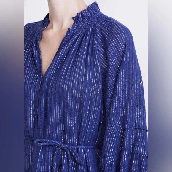 Apiece Apart Laguna mini dress in silver lurex stripes size M - Picture 3 of 13